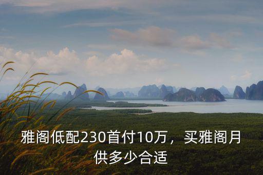 雅閣低配230首付10萬，買雅閣月供多少合適