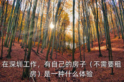 在深圳工作，有自己的房子（不需要租房）是一種什么體驗