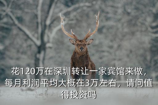 花120萬在深圳轉讓一家賓館來做，每月利潤平均大概在3萬左右，請問值得投資嗎