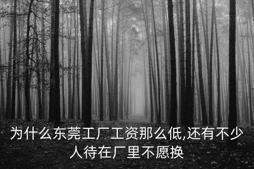 為什么東莞工廠工資那么低,還有不少人待在廠里不愿換