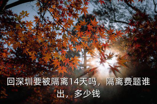 回深圳要被隔離14天嗎，隔離費題誰出，多少錢
