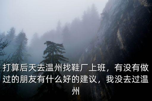 打算后天去溫州找鞋廠上班，有沒有做過的朋友有什么好的建議，我沒去過溫州