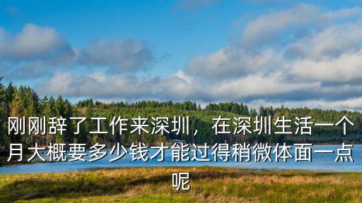 一個(gè)人去深圳一個(gè)月的多少錢夠花,正常一個(gè)月的消費(fèi)水平是多少