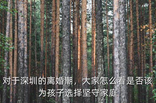 對于深圳的離婚潮，大家怎么看是否該為孩子選擇堅守家庭