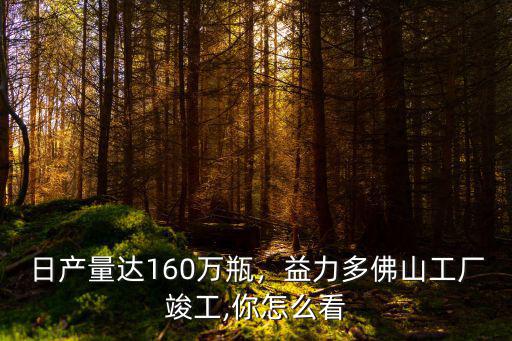 日產(chǎn)量達160萬瓶，益力多佛山工廠竣工,你怎么看