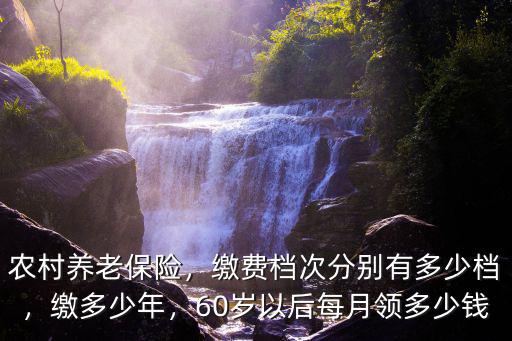 農村養老保險，繳費檔次分別有多少檔，繳多少年，60歲以后每月領多少錢