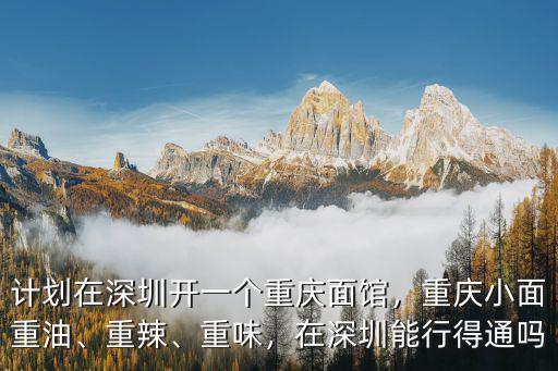 計劃在深圳開一個重慶面館，重慶小面重油、重辣、重味，在深圳能行得通嗎
