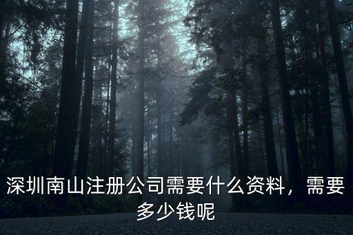 深圳南山注冊(cè)公司需要什么資料，需要多少錢呢