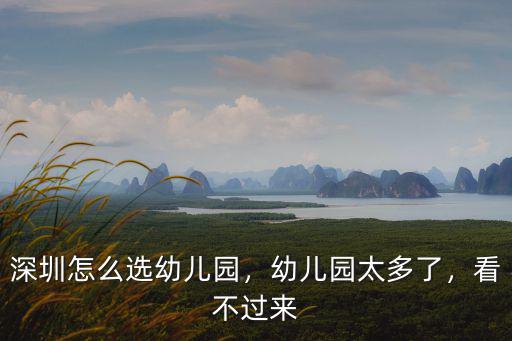 深圳怎么選幼兒園，幼兒園太多了，看不過來