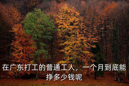 廣東打工每天多少錢,在廣東打工的普通工人
