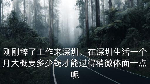 剛剛辭了工作來深圳，在深圳生活一個月大概要多少錢才能過得稍微體面一點呢