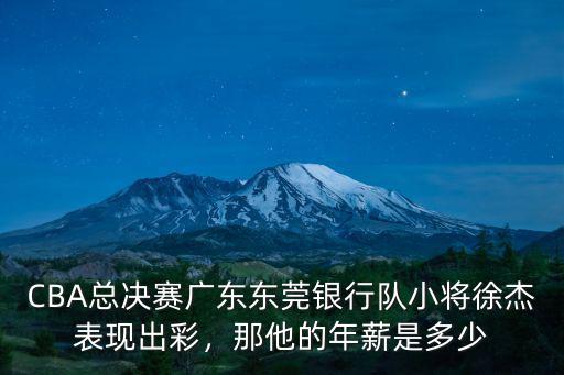 CBA總決賽廣東東莞銀行隊小將徐杰表現出彩，那他的年薪是多少