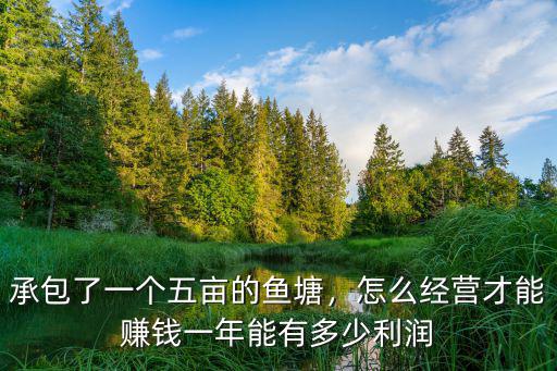 廣州承包魚塘一年要多少錢,一年能有多少利潤
