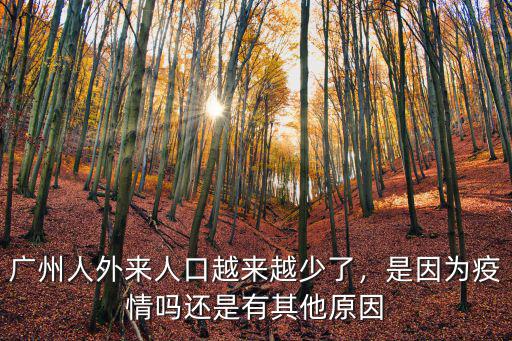 廣州人外來人口越來越少了，是因為疫情嗎還是有其他原因