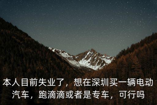 本人目前失業(yè)了，想在深圳買(mǎi)一輛電動(dòng)汽車(chē)，跑滴滴或者是專車(chē)，可行嗎