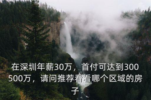 30萬首付在深圳哪里可以買房,在深圳年薪30萬