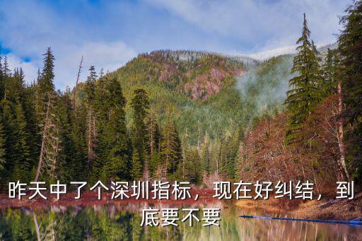 昨天中了個深圳指標，現在好糾結，到底要不要