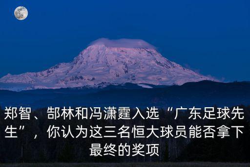鄭智、郜林和馮瀟霆入選“廣東足球先生”，你認為這三名恒大球員能否拿下最終的獎項