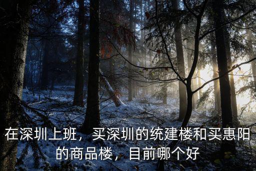 在深圳上班，買深圳的統建樓和買惠陽的商品樓，目前哪個好