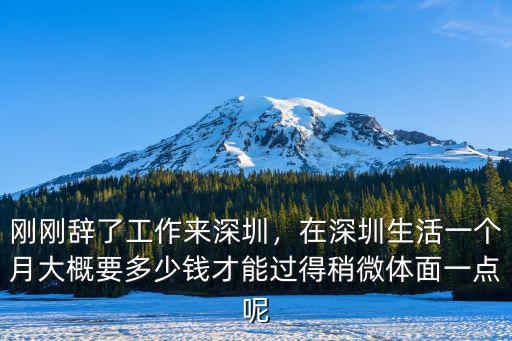 在深圳工作一個月要花多少錢,剛剛辭了工作來深圳