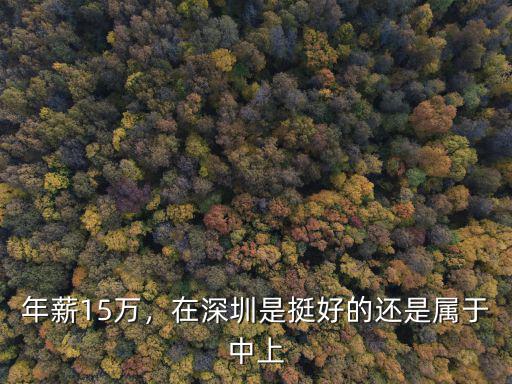 年薪15萬，在深圳是挺好的還是屬于中上