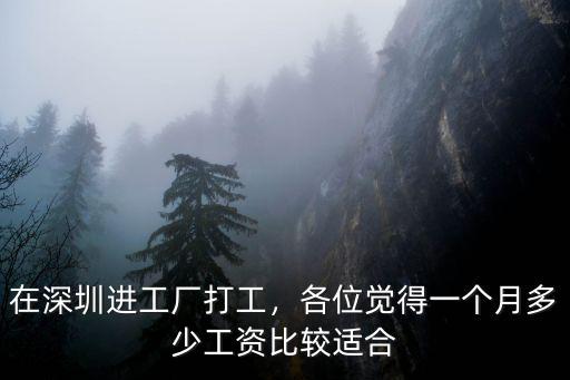 在深圳進工廠打工，各位覺得一個月多少工資比較適合