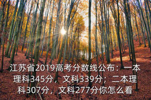 江蘇省2019高考分數線公布：一本理科345分，文科339分；二本理科307分，文科277分你怎么看