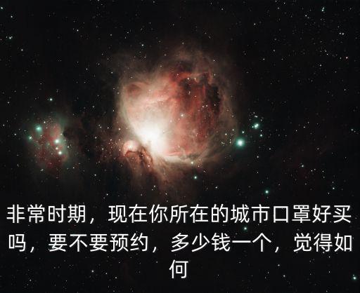 非常時期，現在你所在的城市口罩好買嗎，要不要預約，多少錢一個，覺得如何