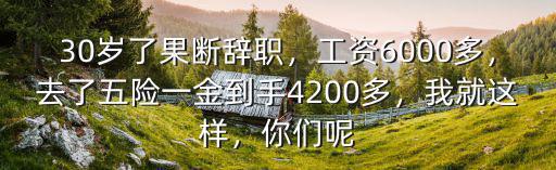 30歲了果斷辭職，工資6000多，去了五險一金到手4200多，我就這樣，你們呢