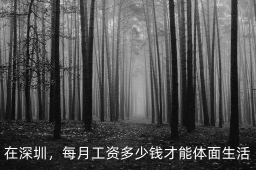 在深圳，每月工資多少錢才能體面生活