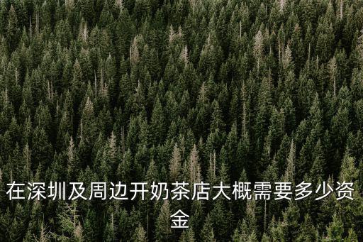 在深圳及周邊開奶茶店大概需要多少資金