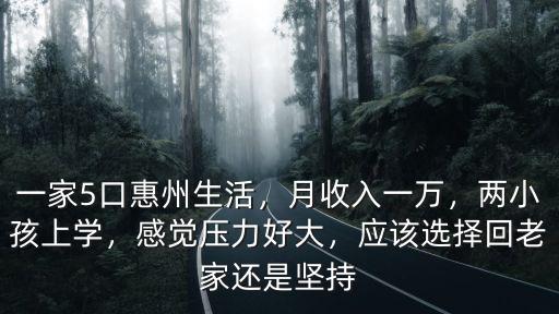 一家5口惠州生活，月收入一萬，兩小孩上學，感覺壓力好大，應該選擇回老家還是堅持