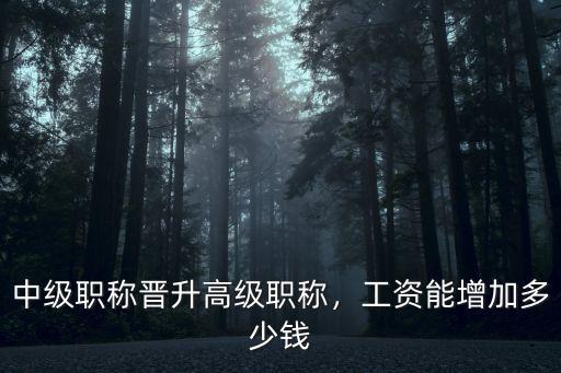 廣東中級職稱工資加多少,中級職稱晉升高級職稱