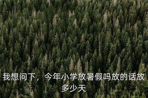 我想問下，今年小學放暑假嗎放的話放多少天