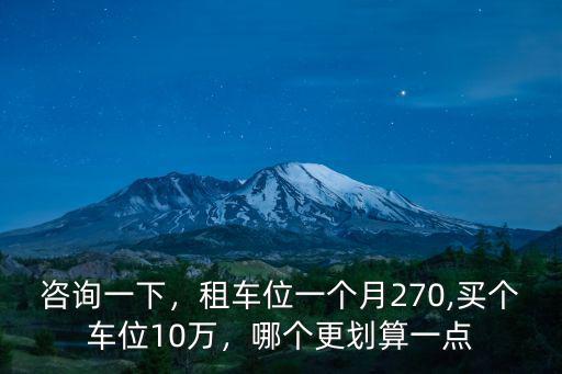 咨詢一下，租車位一個(gè)月270,買個(gè)車位10萬，哪個(gè)更劃算一點(diǎn)
