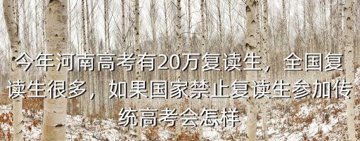 今年河南高考有20萬復(fù)讀生，全國復(fù)讀生很多，如果國家禁止復(fù)讀生參加傳統(tǒng)高考會怎樣