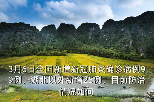 3月6日全國新增新冠肺炎確診病例99例，湖北以外新增25例，目前防治情況如何