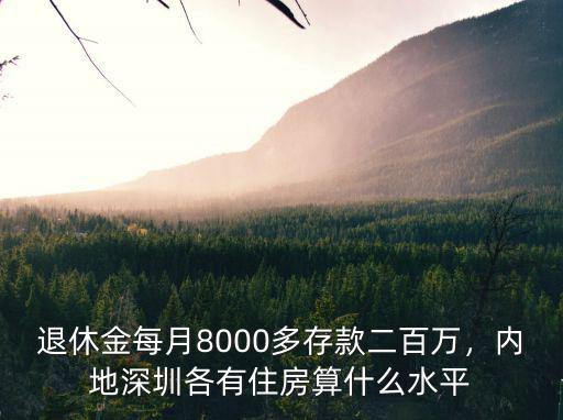 退休金每月8000多存款二百萬，內地深圳各有住房算什么水平