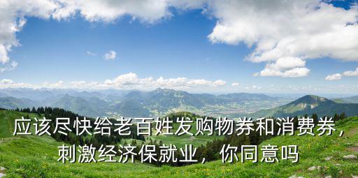 應該盡快給老百姓發購物券和消費券，刺激經濟保就業，你同意嗎