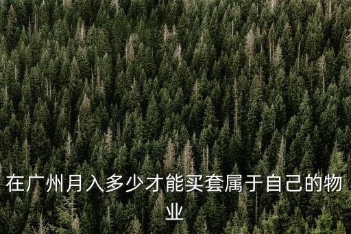 在廣州月入多少才能買套屬于自己的物業(yè)