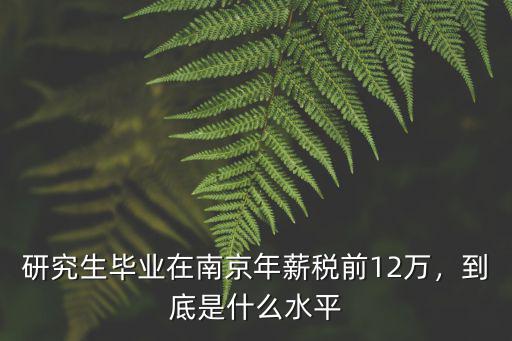 研究生畢業在南京年薪稅前12萬，到底是什么水平