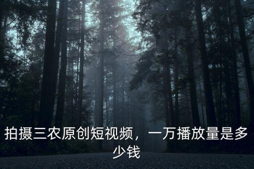 拍攝三農原創短視頻，一萬播放量是多少錢