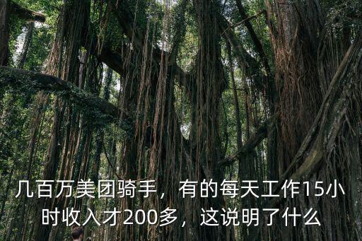 幾百萬美團騎手，有的每天工作15小時收入才200多，這說明了什么