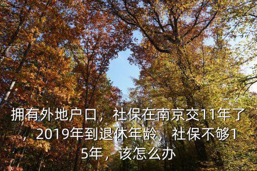外地戶口南京社保交多少,社保在南京交11年了