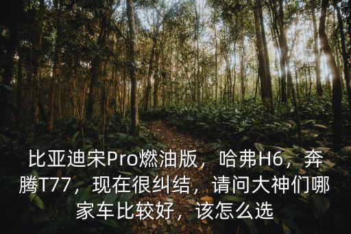 比亞迪宋Pro燃油版，哈弗H6，奔騰T77，現在很糾結，請問大神們哪家車比較好，該怎么選