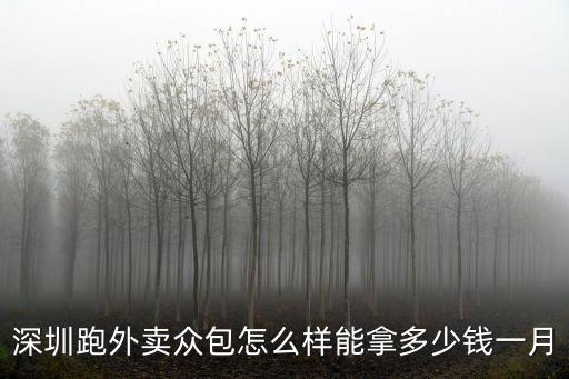 深圳跑外賣眾包怎么樣能拿多少錢一月