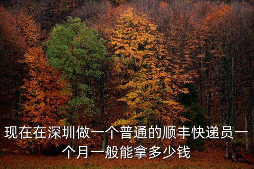 現在在深圳做一個普通的順豐快遞員一個月一般能拿多少錢