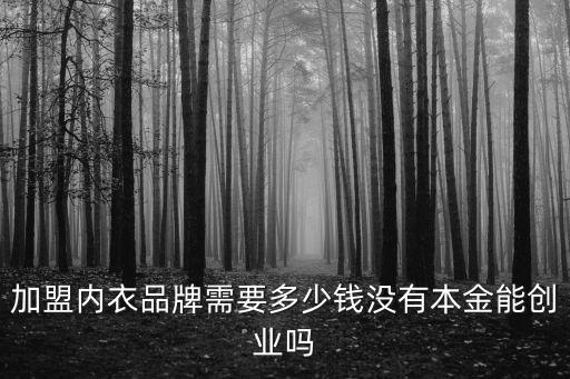 加盟內衣品牌需要多少錢沒有本金能創業嗎