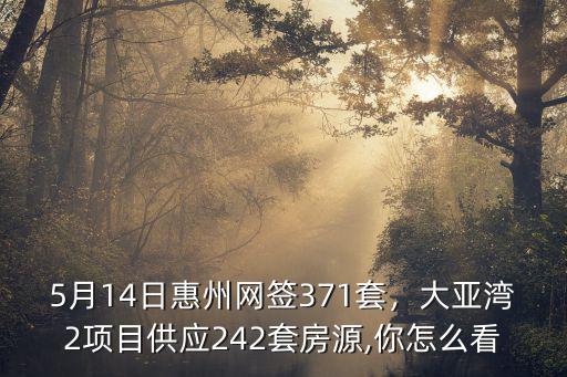 5月14日惠州網(wǎng)簽371套，大亞灣2項(xiàng)目供應(yīng)242套房源,你怎么看