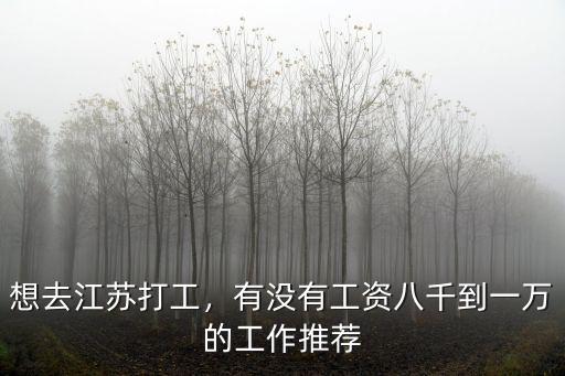 想去江蘇打工，有沒有工資八千到一萬的工作推薦